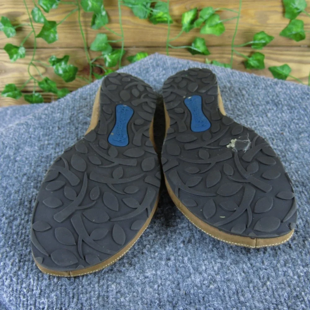 Hush Puppies Women's Brown Leather Floral Slip-On Flip Flop Sandals Size‎ 8 M
